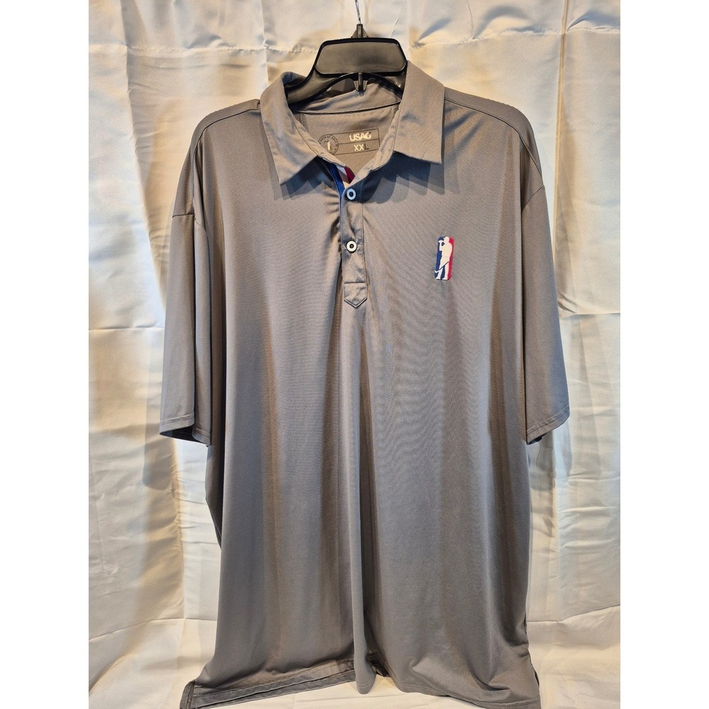 USAG XXLG Golf Polo Shirt Gray Short Sleeve Embroidered‎ Suck at Golf Mens